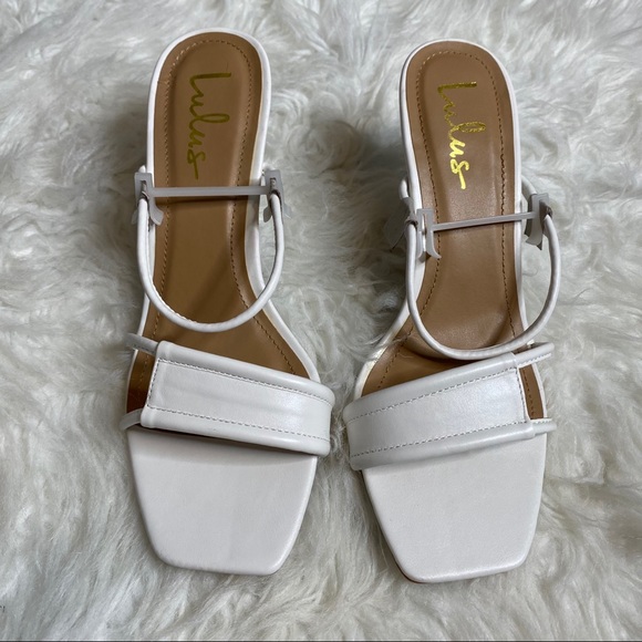 Lulus Norah Square Toe High Heel Sandals White - Picture 3 of 16